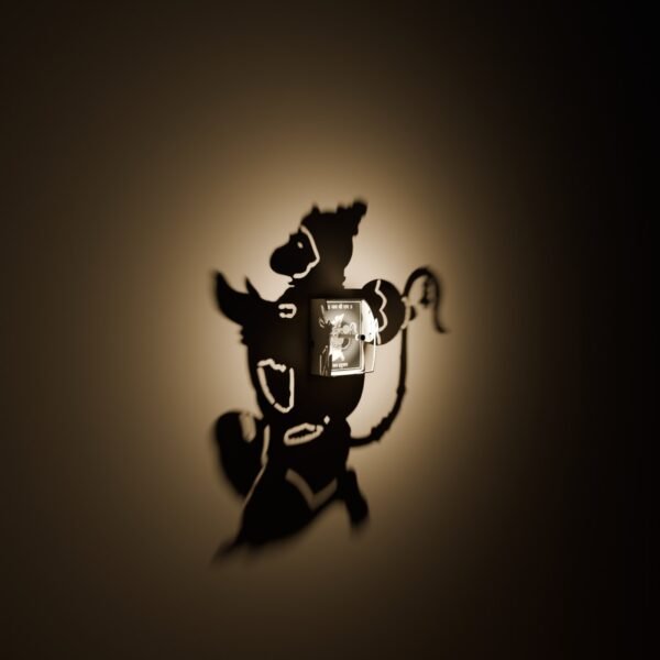 Hanuman ji shadow lamp side view with gada and tail shadow